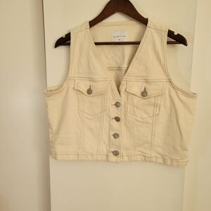 Celebrity Pink Demin Vest Cream Button-Up Vest